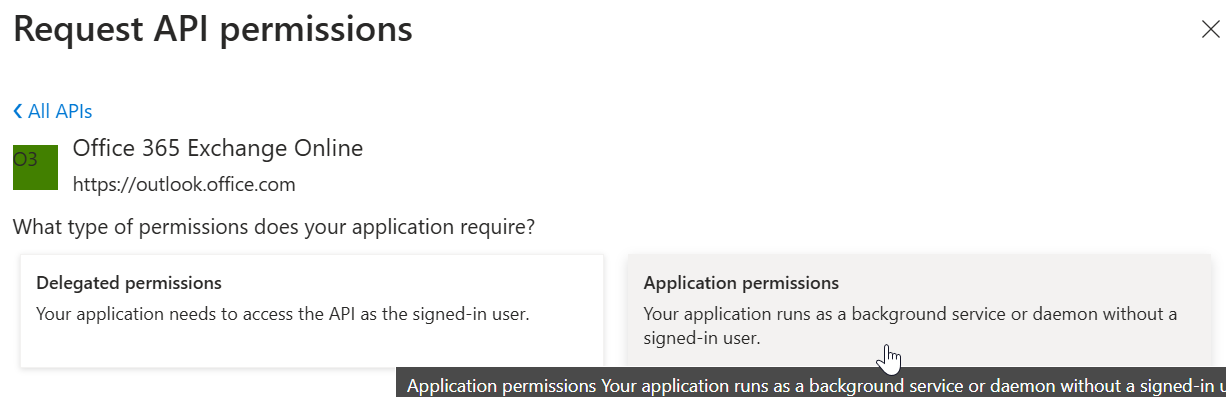 select application permissions