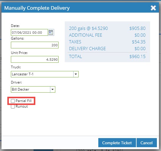 Manual Complete from customer screen
