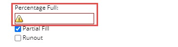 Enter Percentage Full from customer screen